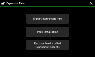 Expansion Menu on the PSR-SX900.